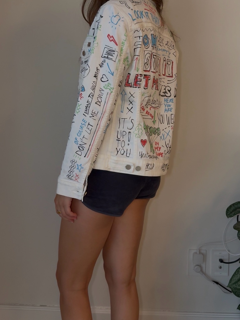 Notify White Graffiti-Print Denim Jacket